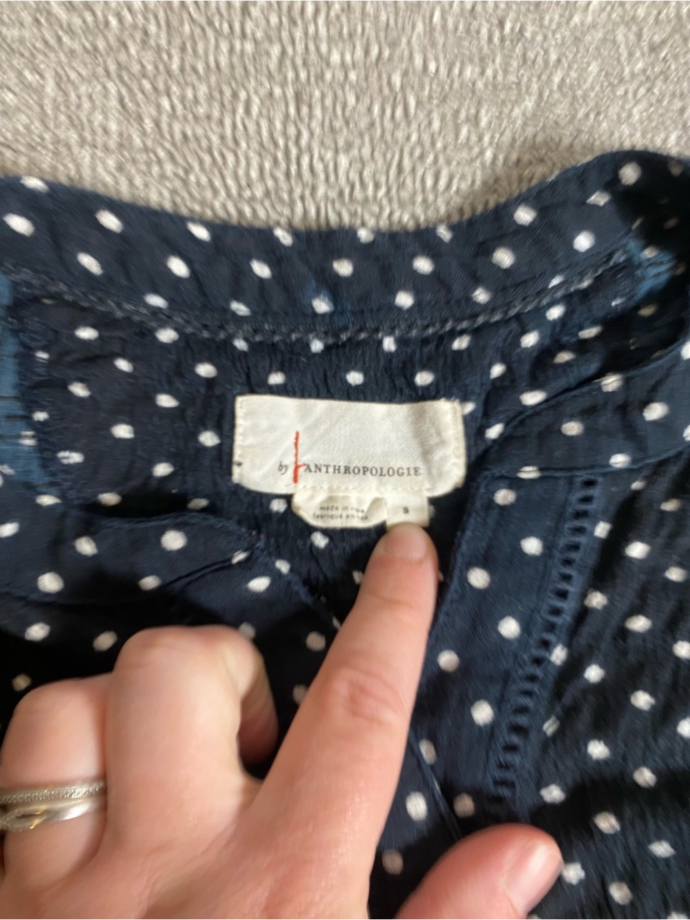 Anthropologie Navy and White Polka Dot Sleeveless Button Up Summer Spring Dress - Picture 3 of 5